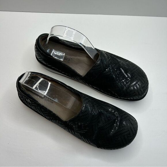 Alegria Black Textured Slip-On Shoes 41 - Picture 5 of 13